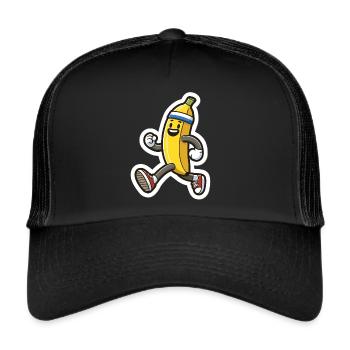 Fit mit Frucht: Bananenjogger - Trucker Cap - Schwarz/Schwarz - Vorne