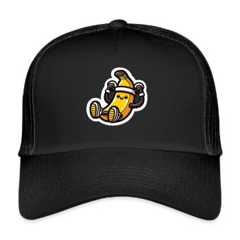 Bananen-Power: Fit mit Sit-Ups - Trucker Cap - Schwarz/Schwarz - Vorne