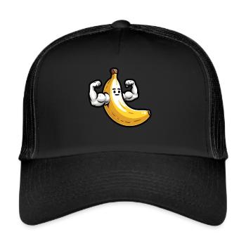 Bananen-Bodybuilding - Trucker Cap - Schwarz/Schwarz - Vorne