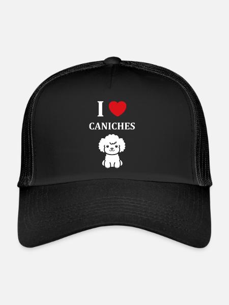 Humour chien petit caniche - Casquette trucker  - noir/noir - Devant