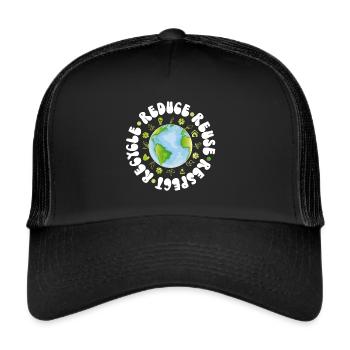 Erde Tag Groovy Hippie 70s Retro Retro - Trucker Cap - Schwarz/Schwarz - Vorne
