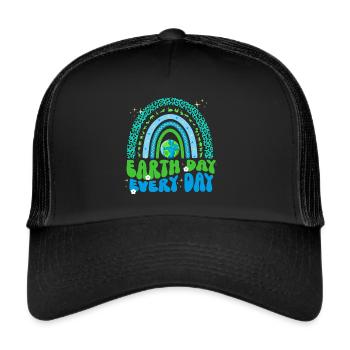 Erde Tag Groovy Hippie 70s Retro Retro - Trucker Cap - Schwarz/Schwarz - Vorne