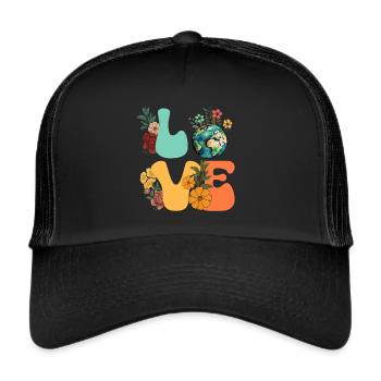 Erde Tag Groovy Hippie 70s Retro Retro - Trucker Cap - Schwarz/Schwarz - Vorne
