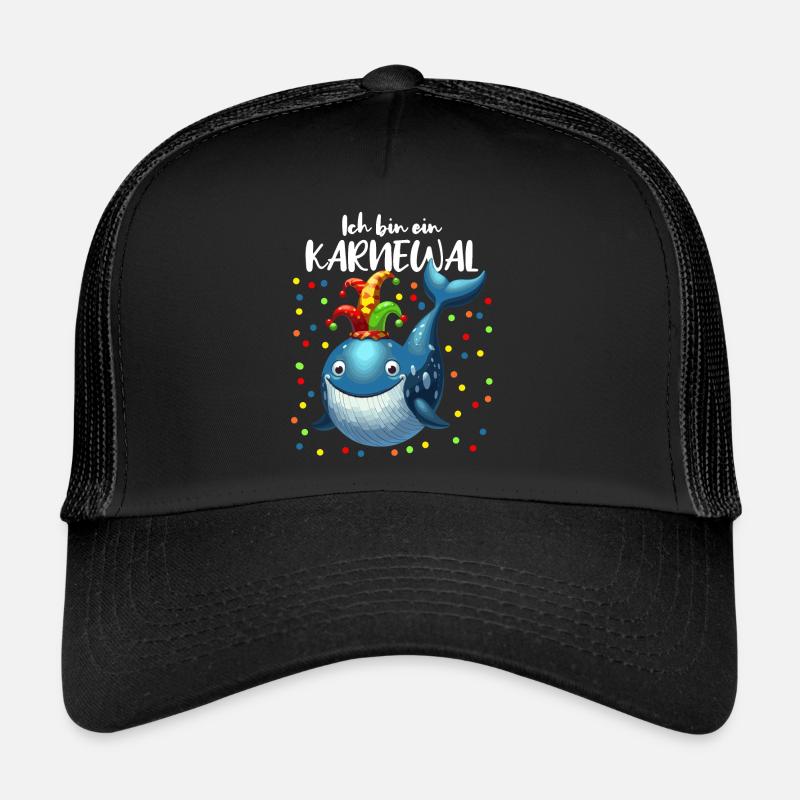 Karneval Wal lustig Konfetti Alaaf Rosenmontag - Trucker Cap - Schwarz/Schwarz