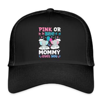 Pink Oder Blue Mama Liebt Dich Geschlecht - Trucker Cap - Schwarz/Schwarz - Vorne