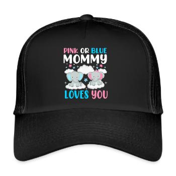 Pink Oder Blue Mama Liebt Dich Geschlecht - Trucker Cap - Schwarz/Schwarz - Vorne