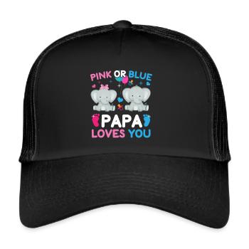Pink Oder Blue Daddy Liebt Dich Geschlecht - Trucker Cap - Schwarz/Schwarz - Vorne