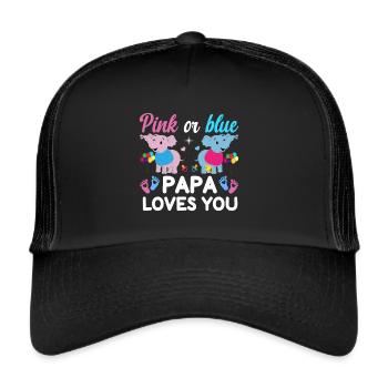 Pink Oder Blue Daddy Liebt Dich Geschlecht - Trucker Cap - Schwarz/Schwarz - Vorne