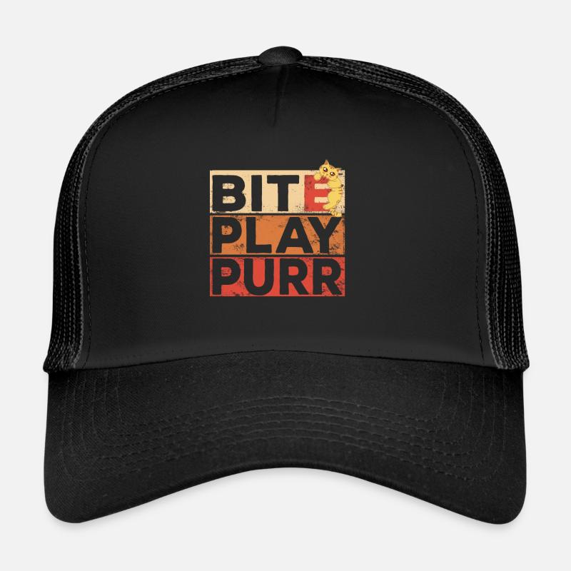 Bite, Play, Purr biting cute Kitty Design Trucker Cap