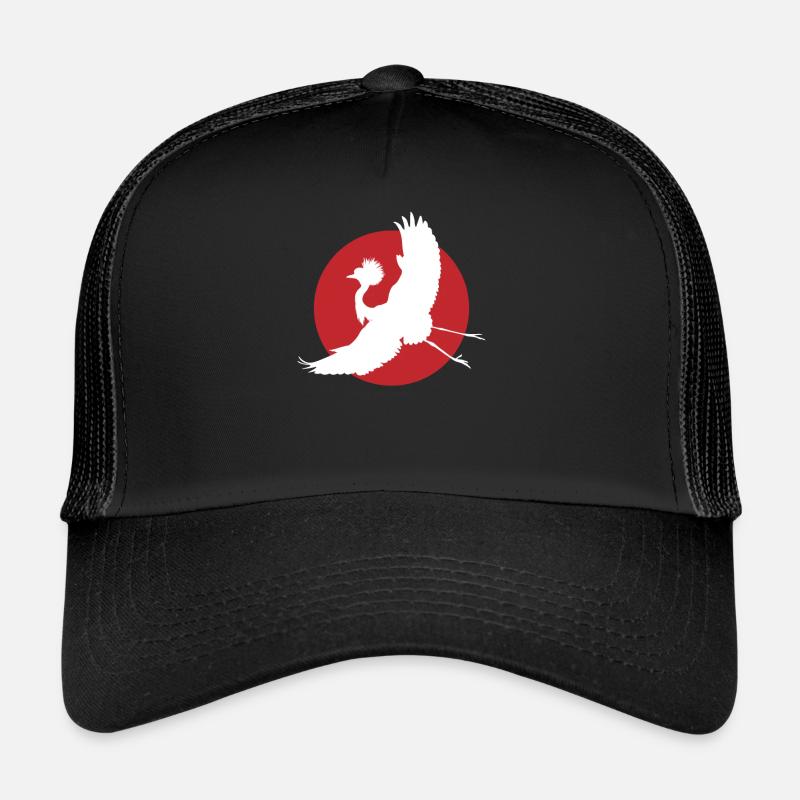 Flying Crane Silhouette Art Trucker Cap