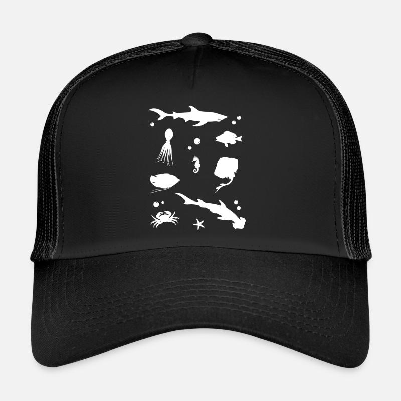 Oceanic Shadow Play Elegant Deep Sea Trucker Cap