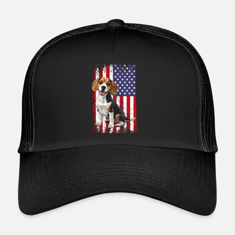 beagle drapeau américain, beagle Casquette trucker 