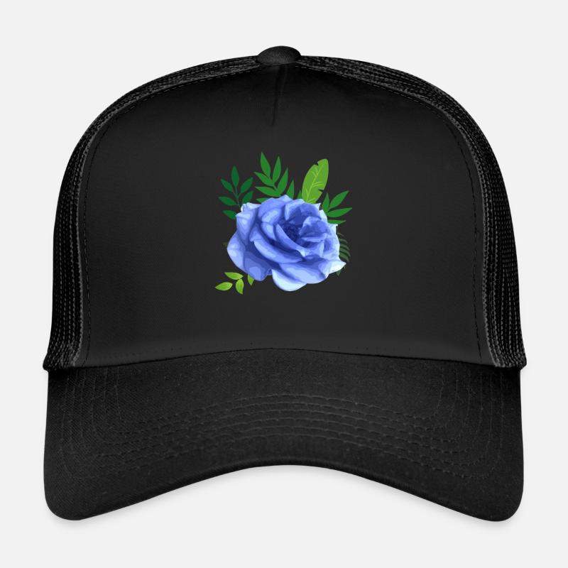 Blaue Rose mit Blättern Trucker Cap