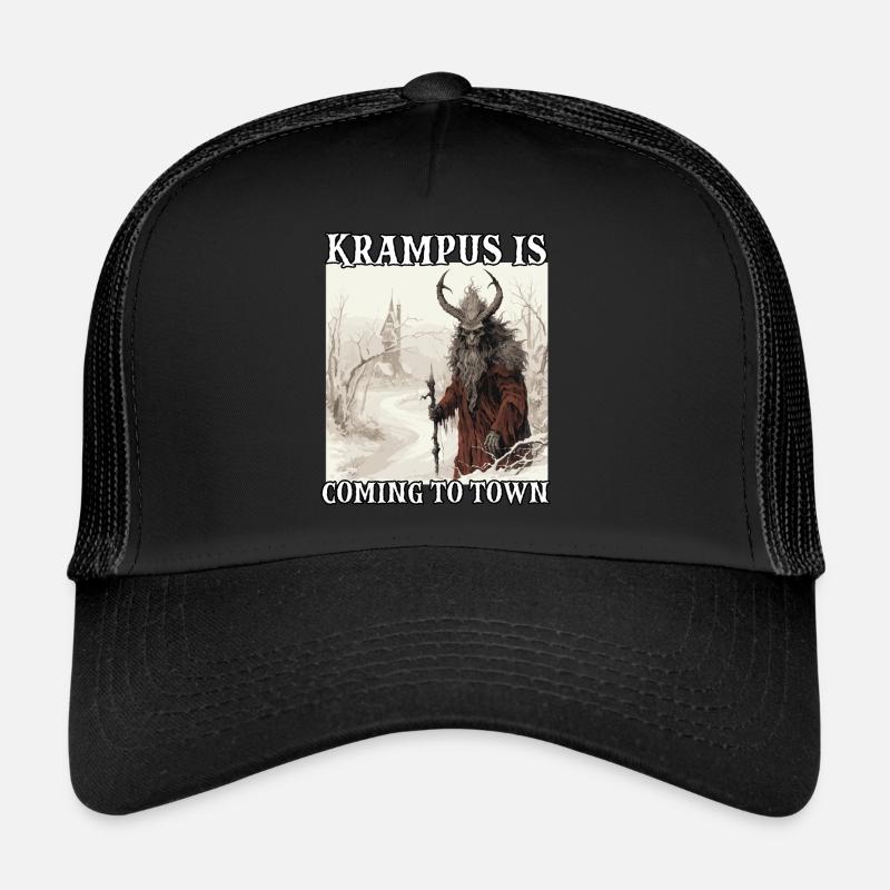 Krampus Maske | Krampus Kostüm Kramperl | - Trucker Cap - Schwarz/Schwarz