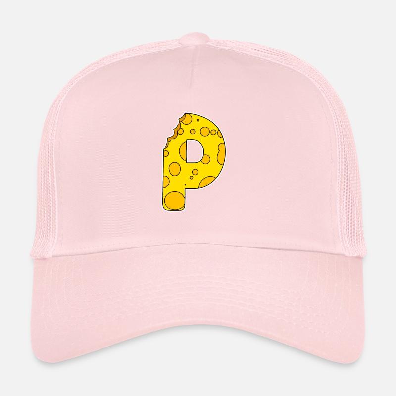 Lettre P - Lettre initiale P - Motif fromage Casquette trucker 