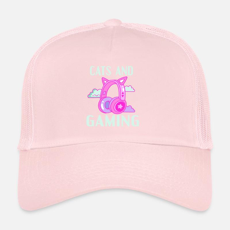 Cats and Gaming: Cat Ears Headphone Design Trucker Cap