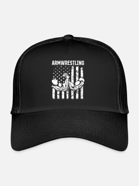 Bras de fer Bras de fer Bras de fer Bras de fer Drapeau des États-Unis - Casquette trucker  - noir/noir - Devant