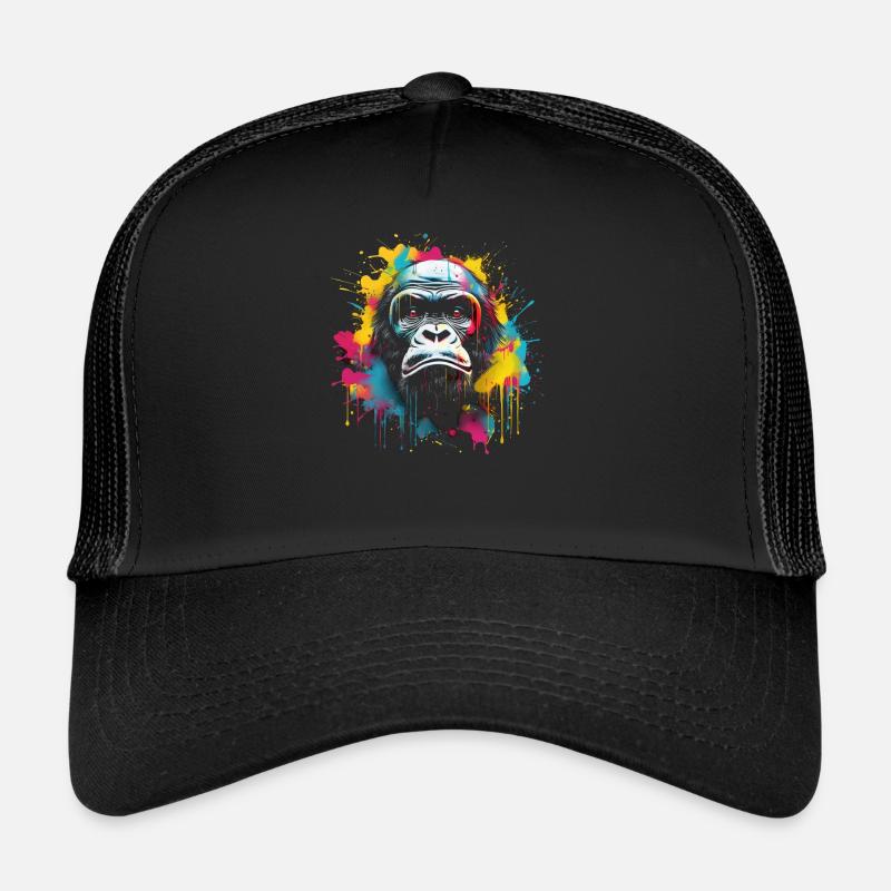 Gorilla bunt - Trucker Cap - Schwarz/Schwarz