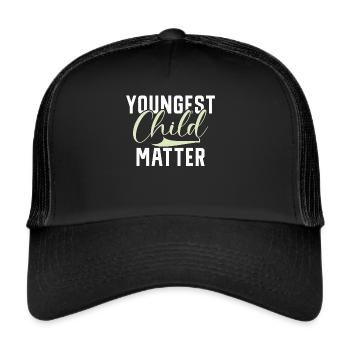 Youngest Child Gift - Trucker Cap - Schwarz/Schwarz - Vorne