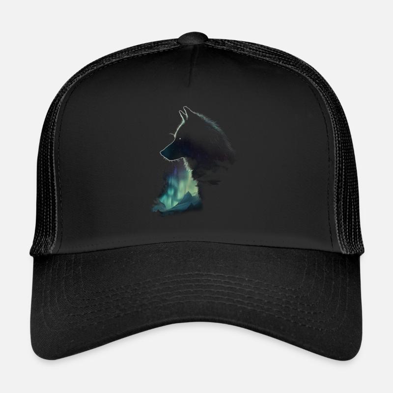 Wolf Northern Lights Finland Gift Trucker Cap
