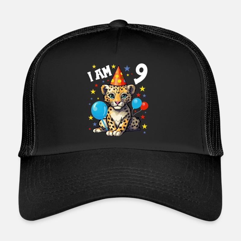 Ich bin 9 Jahre alt Leoparde Leopard 9. Geburtstag Trucker Cap