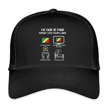 temps libre congo Brazzaville - Casquette trucker  - noir/noir - Devant