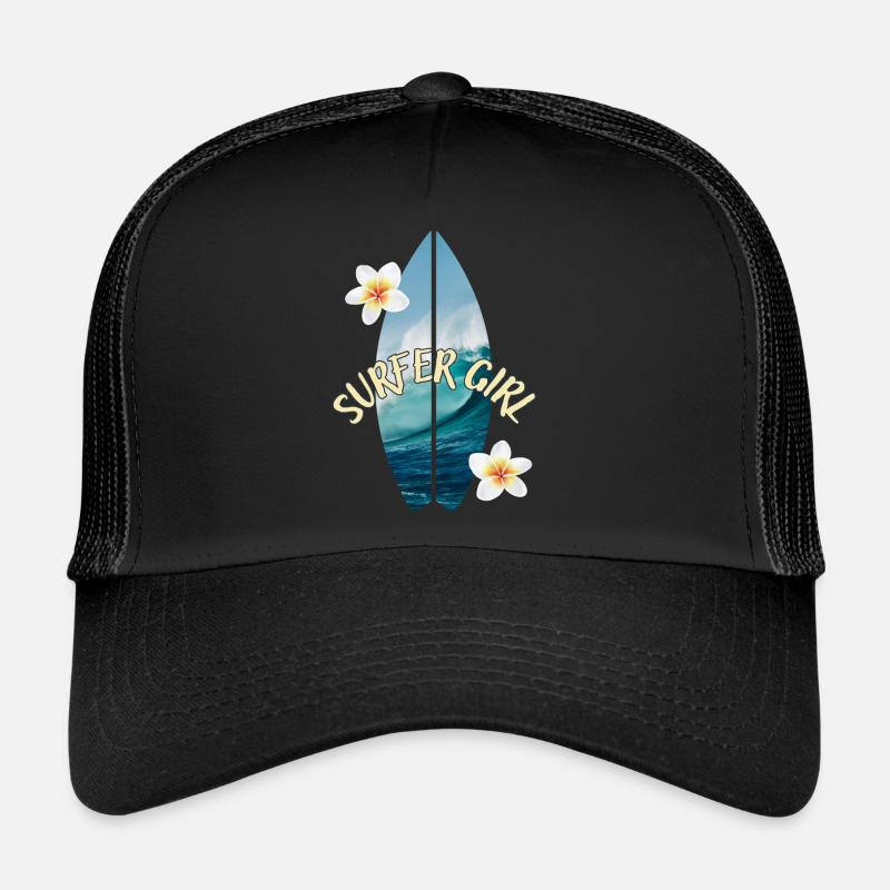 Fille surfeuse - Casquette trucker  - noir/noir