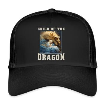Fantasy , Fabelwesen Drache, Kind des Drachen - Trucker Cap - Schwarz/Schwarz - Vorne