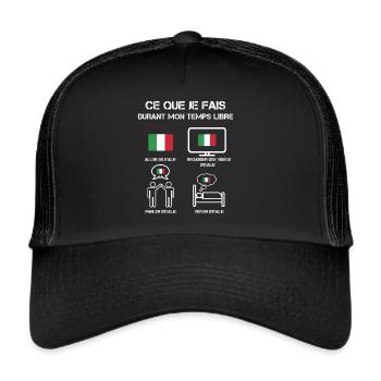 temps libre italie drapeau - Casquette trucker  - noir/noir - Devant