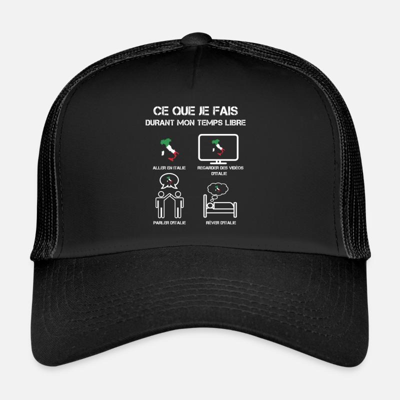 temps libre italie - Casquette trucker  - noir/noir