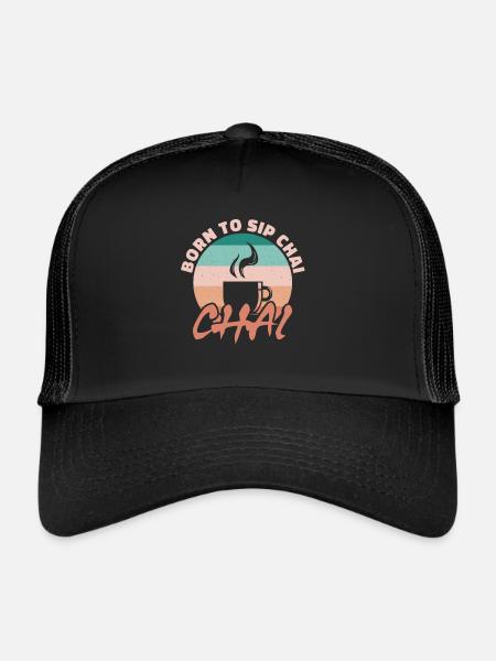 Né pour siroter du chaï - Casquette trucker  - noir/noir - Devant