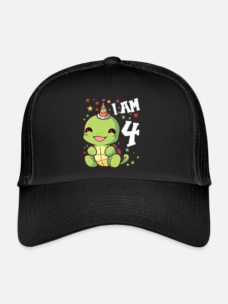 I'm 4 Turtles Turtle 4th Birthday - Trucker Cap - black/black - Front