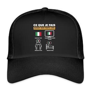 italie drapeau durant temps libre - Casquette trucker  - noir/noir - Devant