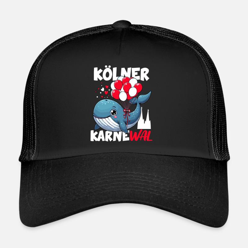 Kölner Karneval Wal Kölle Alaaf Kölner Dom lustig - Trucker Cap - Schwarz/Schwarz