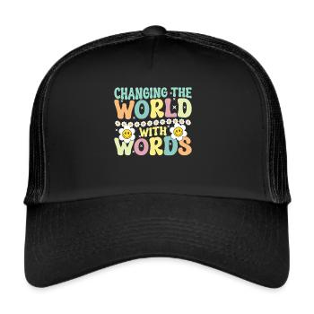 Groovy Speech Language Pathologist SLP - Trucker Cap - black/black - Front
