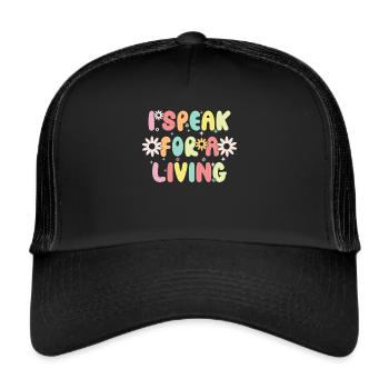 Groovy Speech Language Pathologist SLP - Trucker Cap - black/black - Front