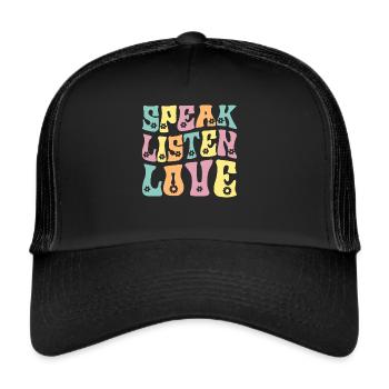 Groovy Speech Language Pathologist SLP - Trucker Cap - black/black - Front