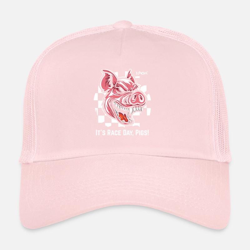 Toujours prêt pour la course, cochon drapeau à damier Casquette trucker 