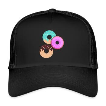 Donut Themed Donut Sprayed Funny Cute - Trucker Cap - black/black - Front