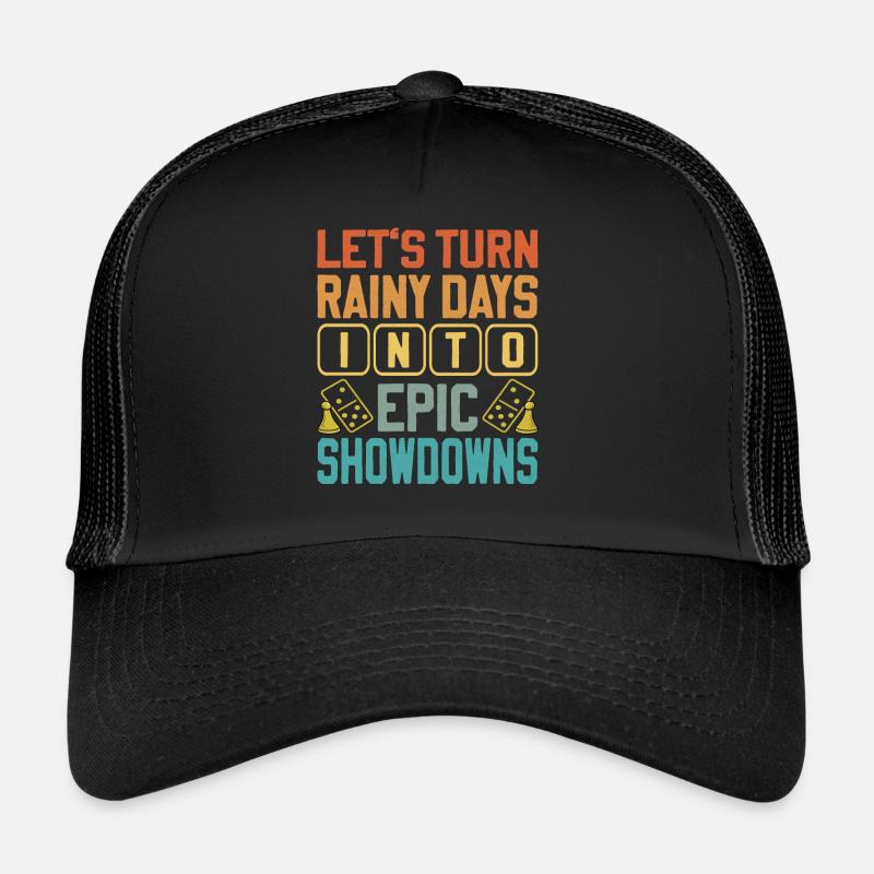 Brettspiel Spruch - Turning Rainy Days Board game - Trucker Cap - Schwarz/Schwarz
