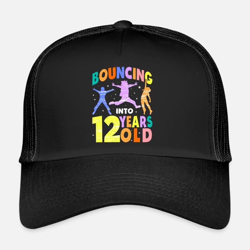 Trampolin Lover 8. Geburtstag Party Springen - Trucker Cap - Schwarz/Schwarz