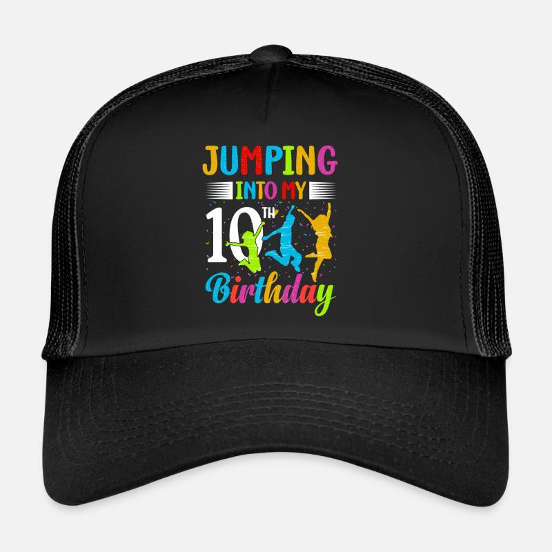 Trampolin Lover 8. Geburtstag Party Springen - Trucker Cap - Schwarz/Schwarz