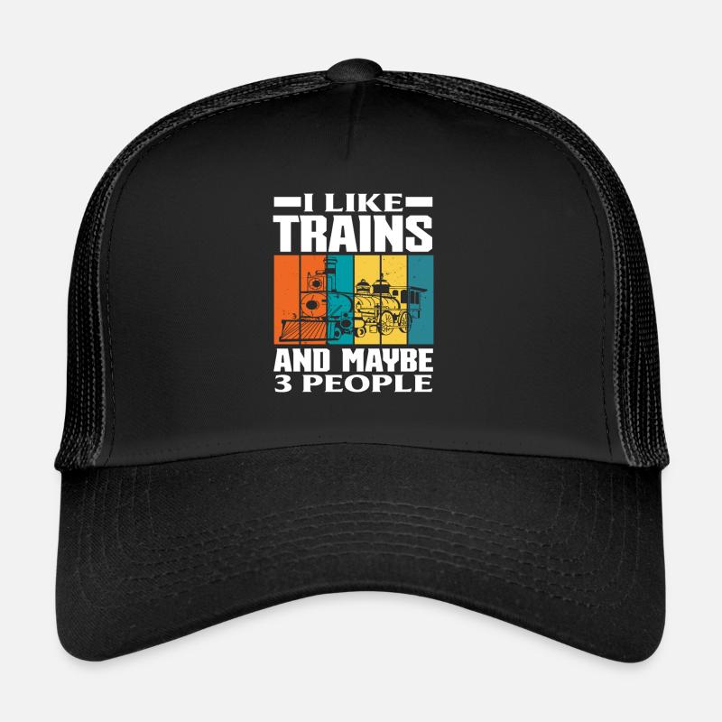 Retro I Like Train Trains 3 People Trucker Cap