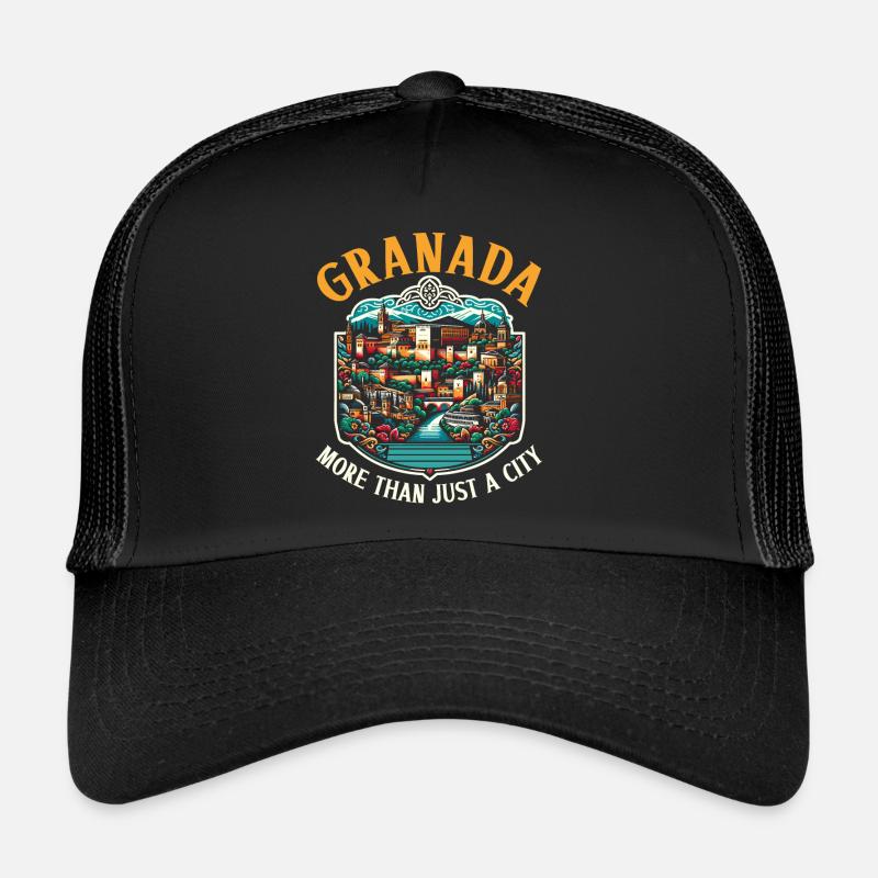 Granada Spanien Reisen Urlaub Granada Skyline - Trucker Cap - Schwarz/Schwarz