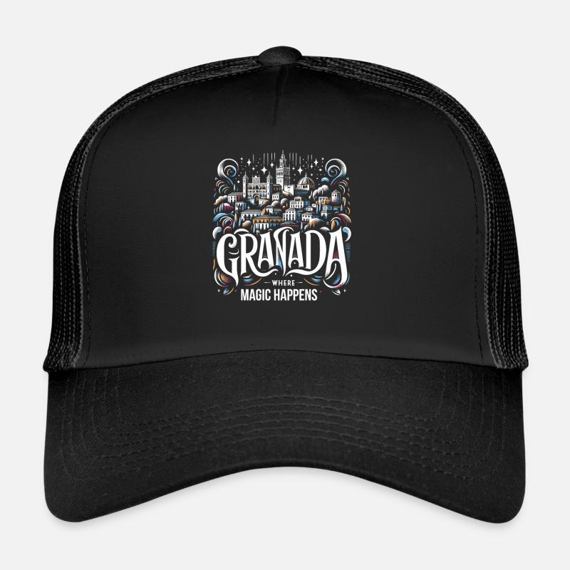 Granada Spain Travel Vacation Granada Skyline Trucker Cap