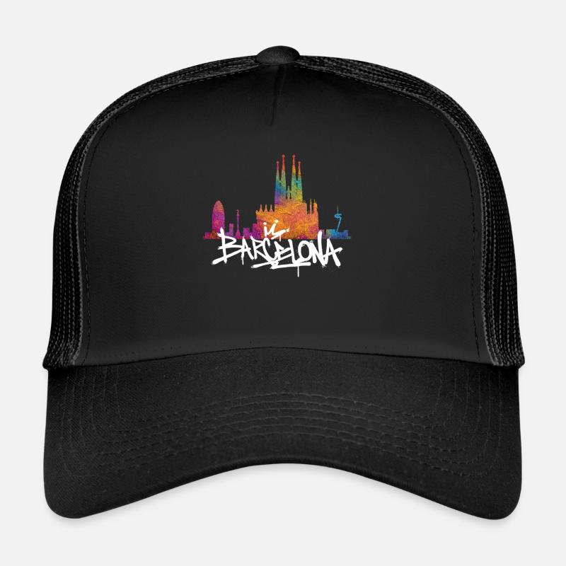 Lettrage Graffiti Skyline de Barcelone Casquette trucker 