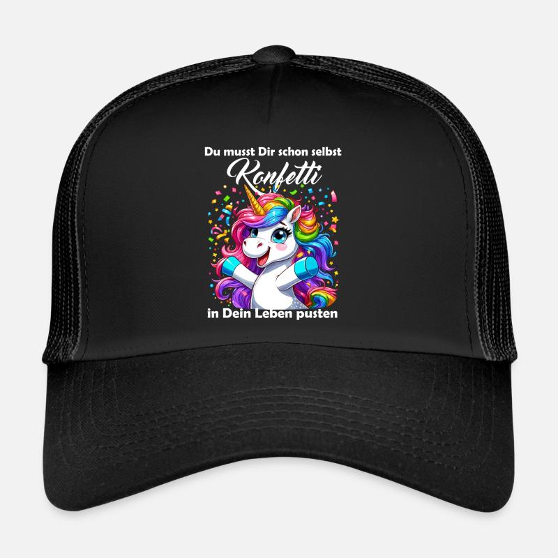 Einhorn Karneval Konfetti Spaß Optimismus lustig Trucker Cap