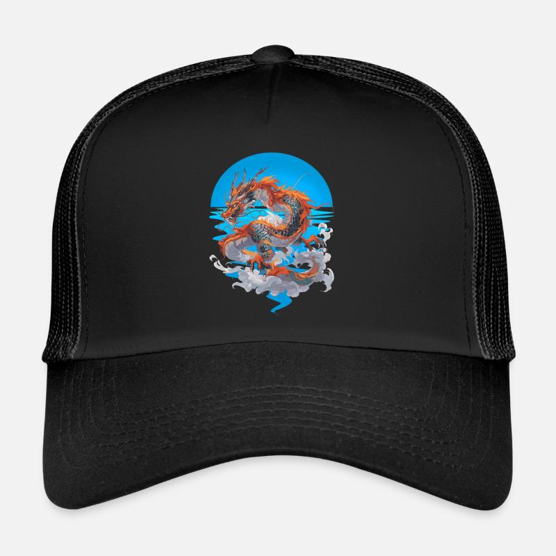 Dragon, Fire, Water, Ocean, Mythical Creature, Fantasy Trucker Cap