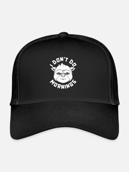 Sloth Funny I Don't Do Mornings - Trucker Cap - black/black - Front