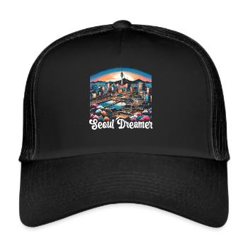 Seoul South Korea Country Travel Vacation Korean - Trucker Cap - black/black - Front